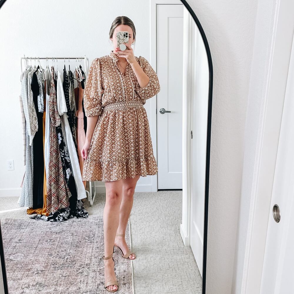 SHOSHANNA Neutral Tan Eyelet Mini Dress EUC‎ sz 4